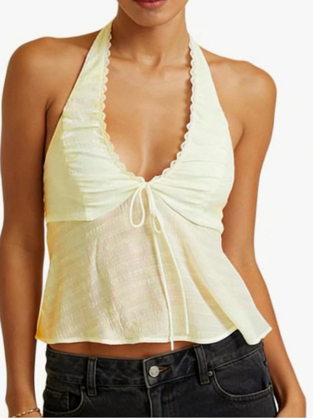 Amazon Light Yellow Halter Tie-Back Camisole